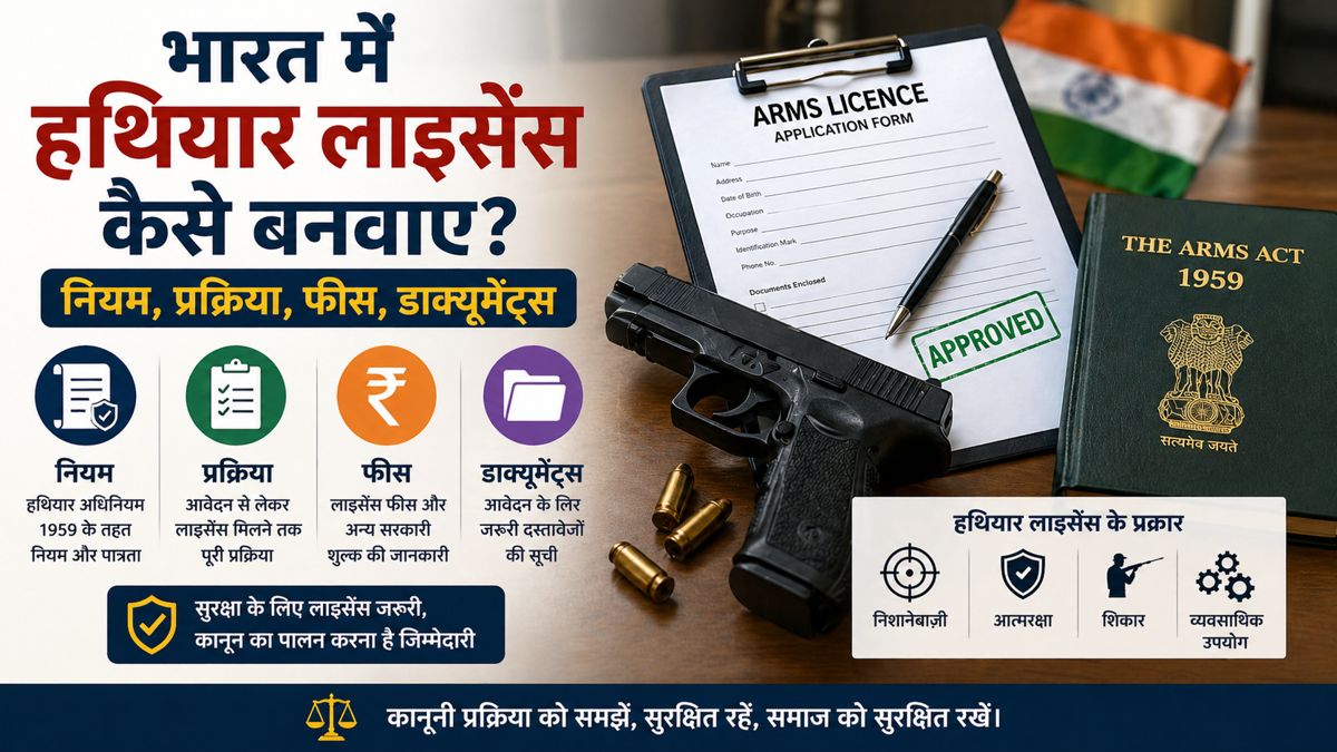 भारत में हथियार लाइसेंस बनवाने की प्रक्रिया, नियम, फीस और ज़रूरी दस्तावेज़ की जानकारी