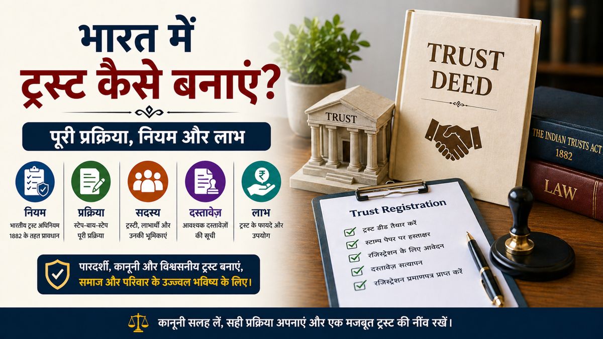 भारत में ट्रस्ट कैसे बनाएं रजिस्ट्रेशन प्रक्रिया और फीस
