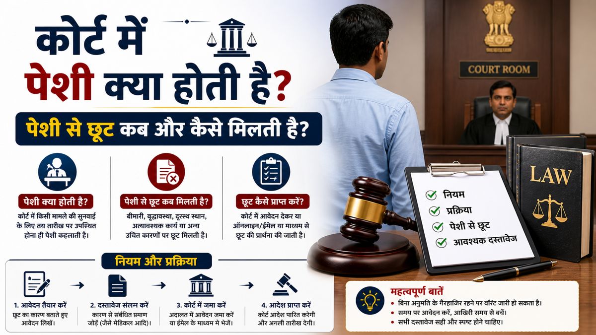 कोर्ट में पेशी क्या होती है और पेशी से छूट कैसे मिलती है