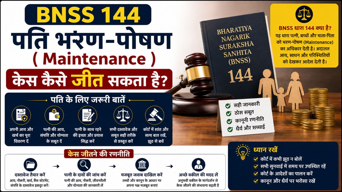 BNSS 144 में पति भरण-पोषण केस में बचाव और कानूनी अधिकार