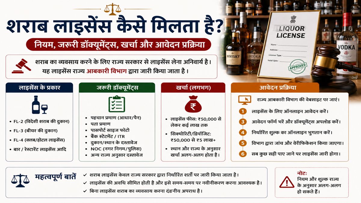 शराब लाइसेंस के नियम, खर्च और आवेदन प्रक्रिया की जानकारी